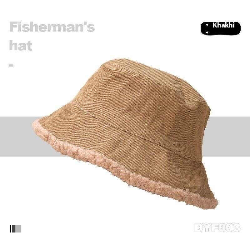 children internet celebrity double sided wearing lamb fleece bucket versatile show face small thickened warm fishermans basin hat female