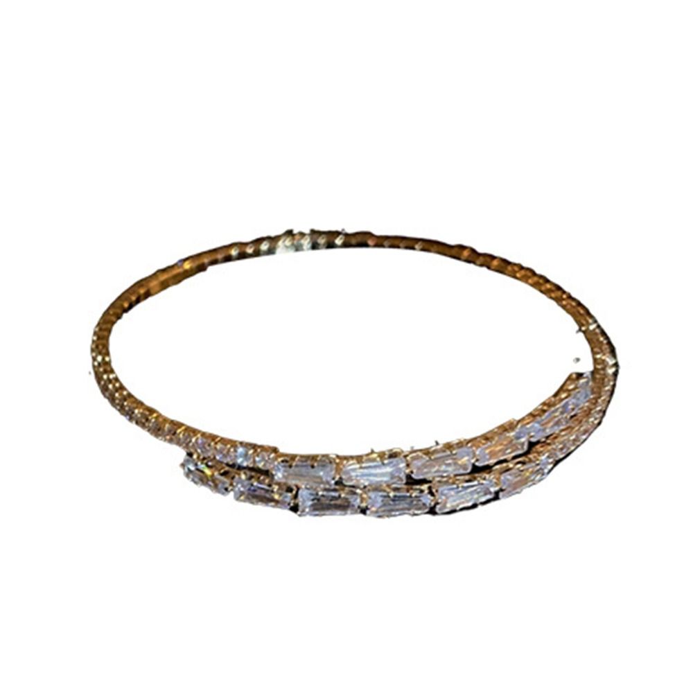 Korean Exquisite Geometric Round Opening Bracelet Sweet Elegant Full Rhinestone Simple Women s Jewelry Accessories 5