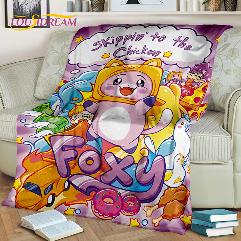 Cute Happy Lankybox Foxy Boxy and Rocky Blanket,Soft Throw Blanket for Home Bedroom Bed Sofa Picnic Travel Office Blanket Kids