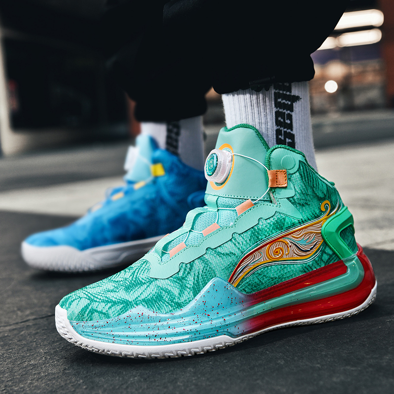 New Men's Professional Basketball Shoes Trendy Blue Basketball Boots Man Rotary Buckle Sneakers Men Streetwear Platform Shoes