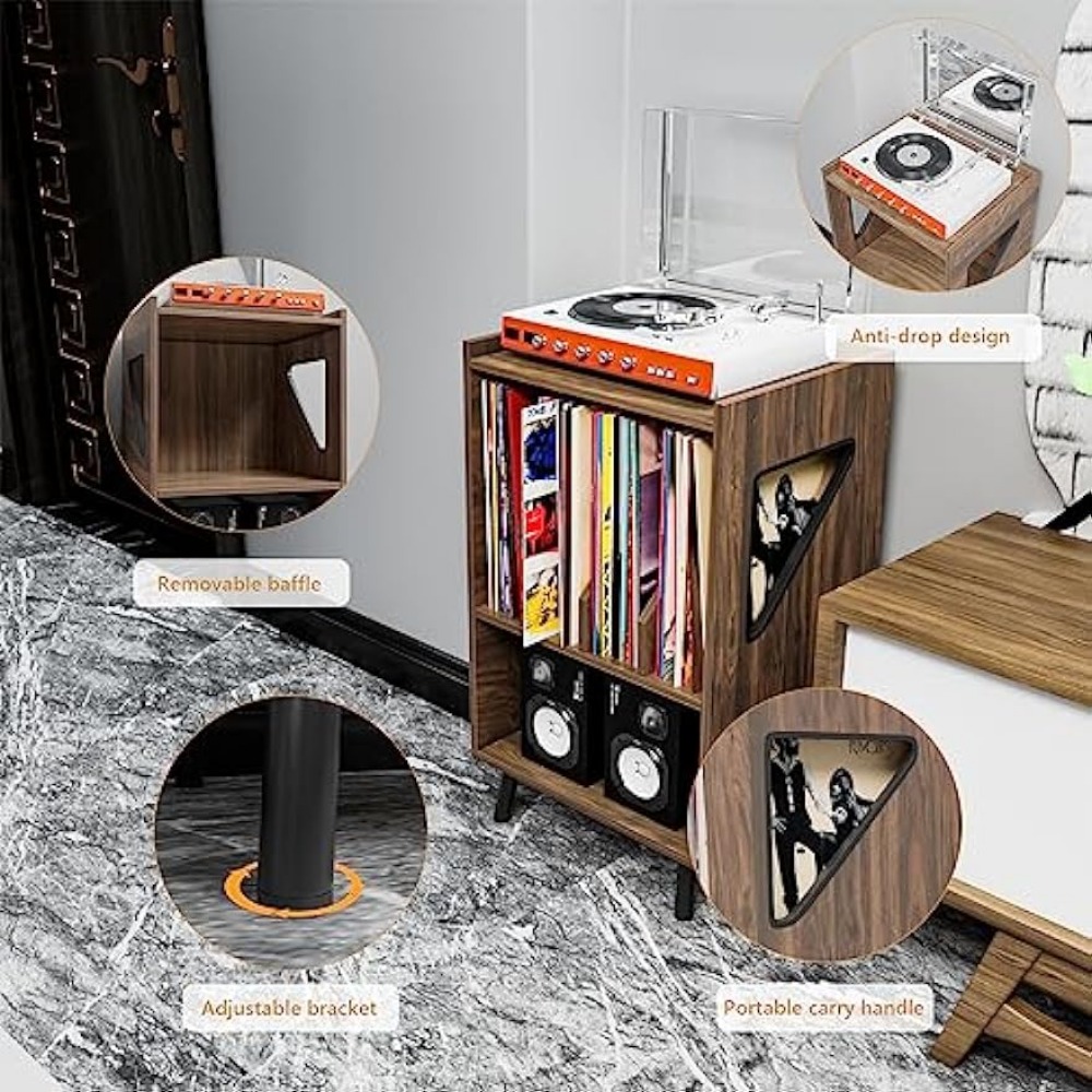 JACENHONE Side Table Beside Desk File Rack End Table Record Shelf Farmhouse Magazine Bookshelf for Living Room Bedroom Office