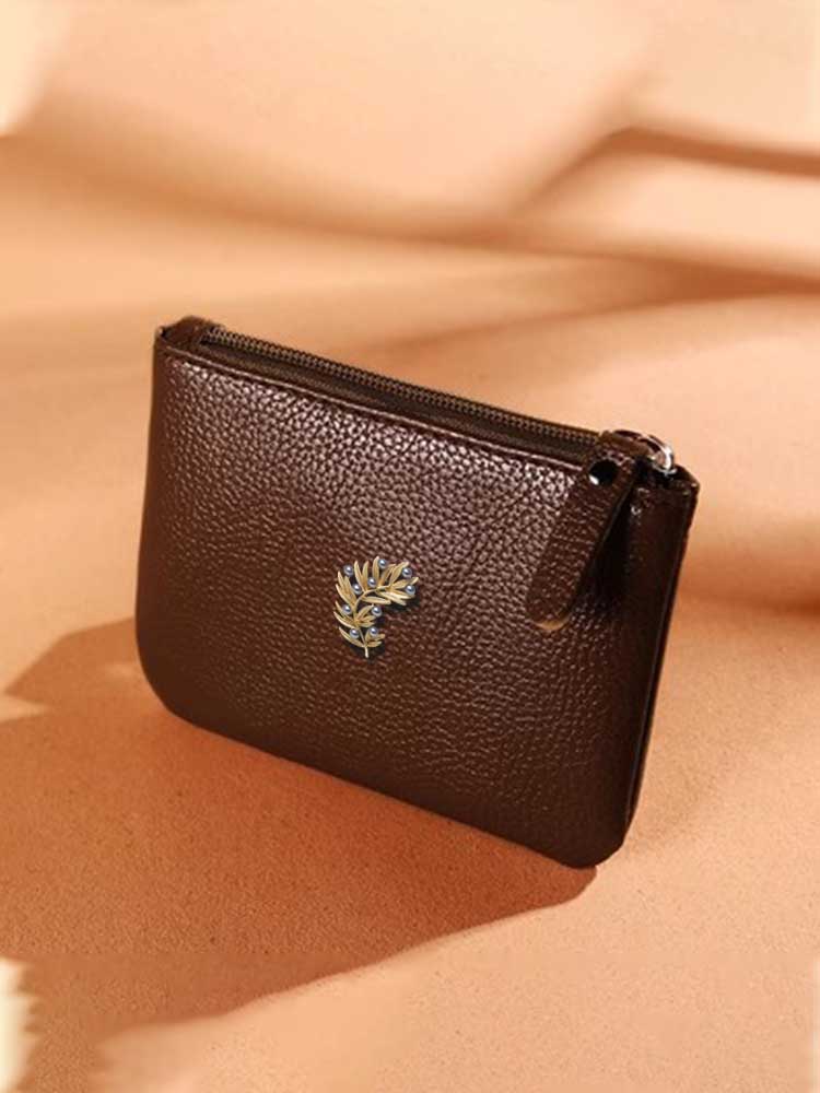 Key Wallets PU Leather Female Scratch-Resistant Decor Pearls Crystals Light Gold & White 3d2ba