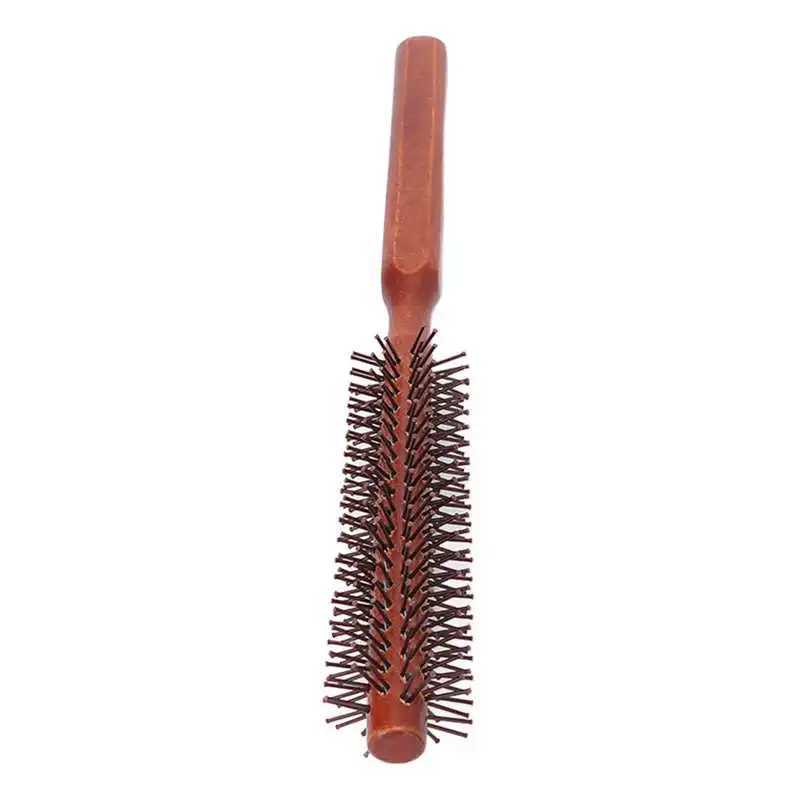 Round shaped hair brush curling iron small wooden brush unisex hair brush makeup salon tool W241112
