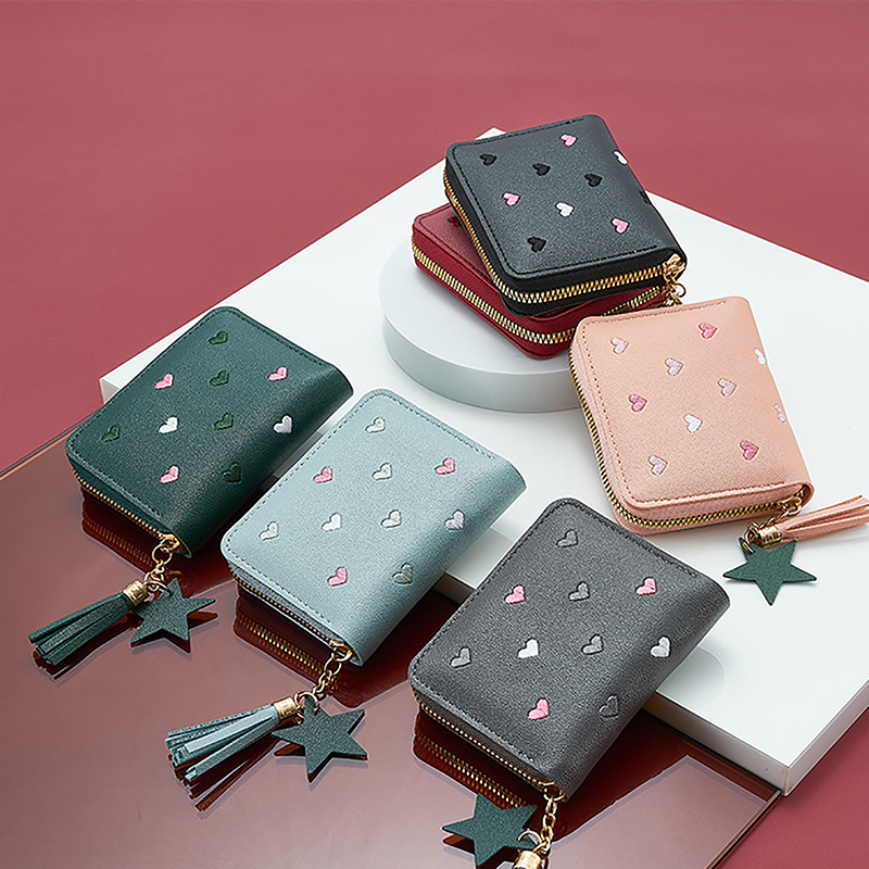 Women Wallet Ladies Mini Small Short Tassel Wallet Cute Girl Zipper Pu Leather Coin Purse Female Hand Wallet Purse