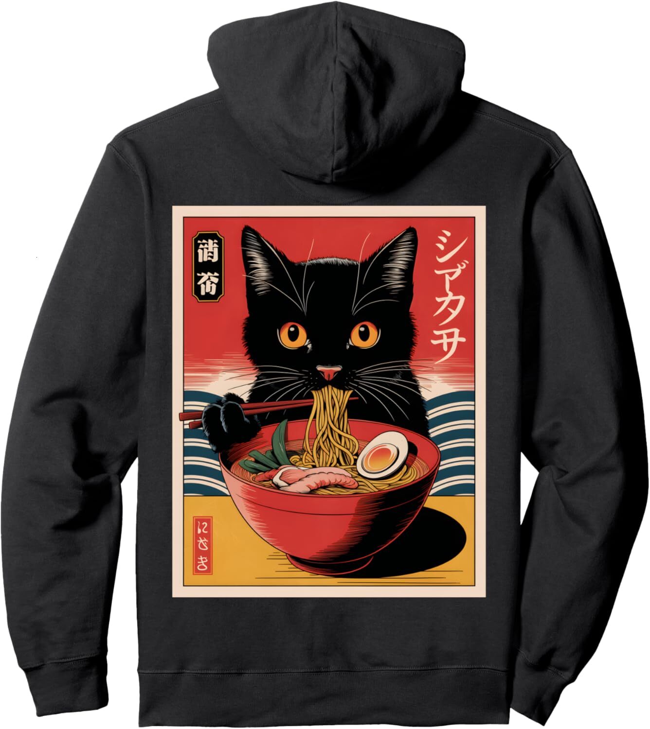 Hoodie for Mens Womens Kawaii Cat Eating Ramen Cute Japanese Noodles Funny Anime Pullover Hoodie Graphic Hoodies sweatshirt