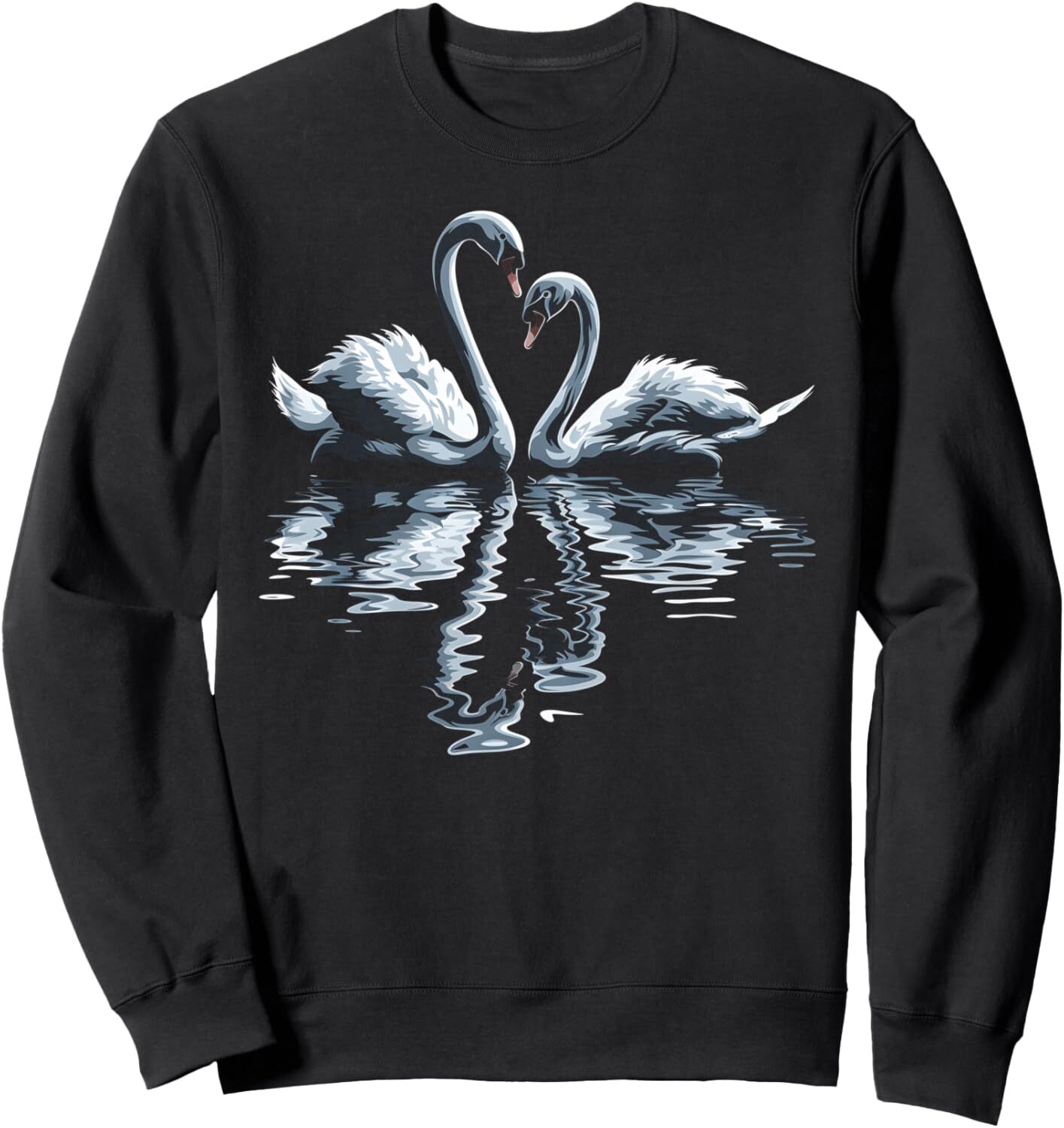 Long Sleeve Shirts for Men sweatshirt Swans Heart Shape Water Reflection Romantic Art Graphic Tees Sweatshirt T shirt Tee Streetwear Casual tops cloth