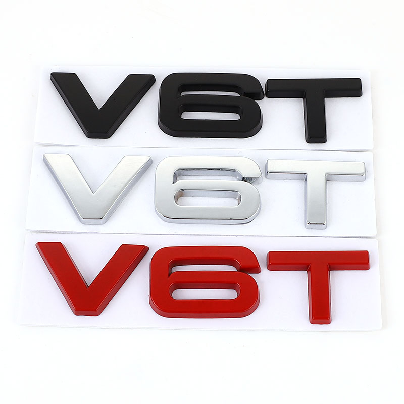 Car Sticker 3D V6T V8T Metal Emblem Badge Decals Displacement Stickers for Audi S3 S4 S5 S6 S7 S8 A4L A5 A6L A7 Q3 Q5 Q7