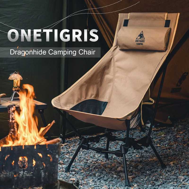 OneTigris Portable Camping Chair Outdoor High Back Chair for Fishing Hiking Barbecue Party Garden Indoor UseW241111