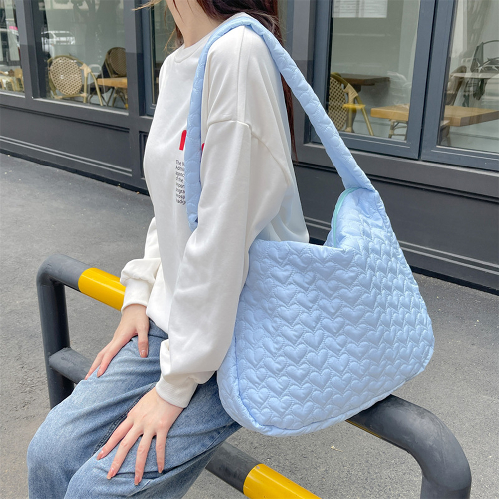 Women Travel Hobo Bag Solid Quilted Padded Crossbody Bag Large Capacity Zipper Shoulder Tote Purse Bag for Work Outing Daily Use