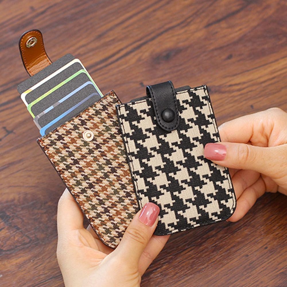 New Houndstooth Leather Slim for Holders Wallets Card Bag Women Classy Coin Purse Clutch Pouch