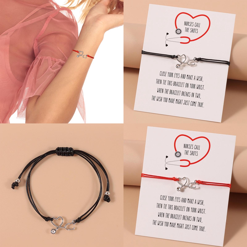 PC New Card Bracelet Simple Creative Stethoscope Wax Hand woven Adjustable Bracelets For Women And Men 5