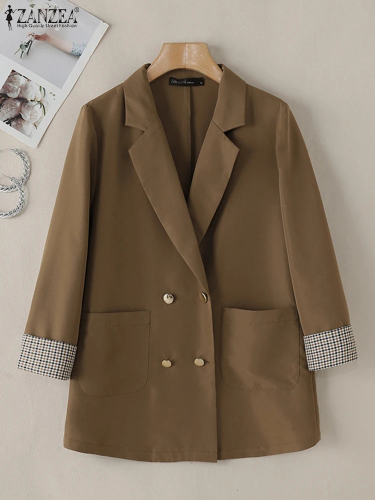 ZANZE Elegant Womens Autumn Long Sleeve Jacket Patch Work Jacket Office Womens Coats Womens Solid OL Work Jacket 241111