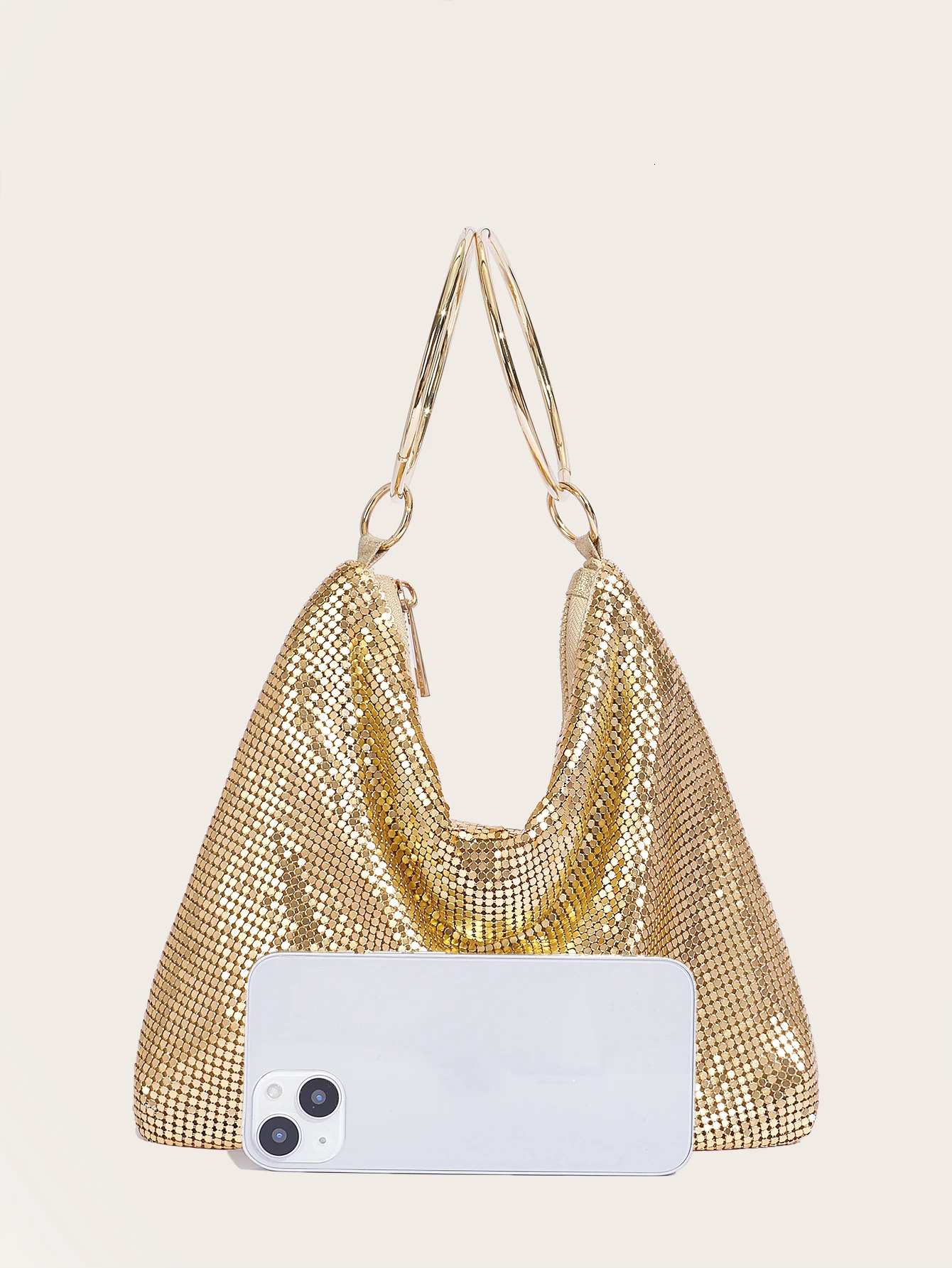 2024 Fashion Evening Bag Party Handbag for Women Large Capacity Gold Aluminum Sheet Purse 241126