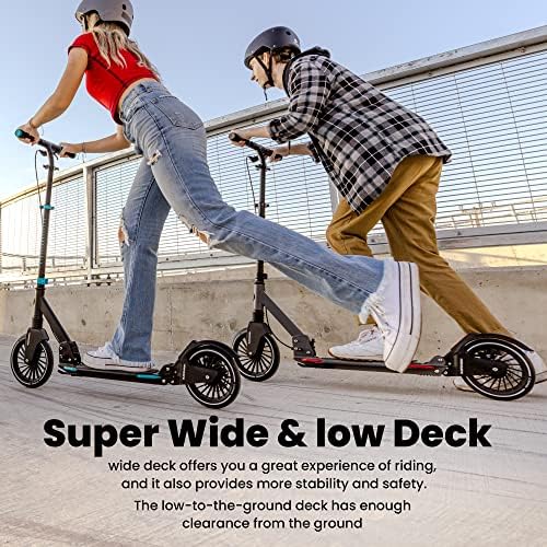 Big Wheels Kick Scooter for Kids 8 Years Old, Teens 12 Years and up, Youth and Adults. Commuter Scooters with Shock Absorption,