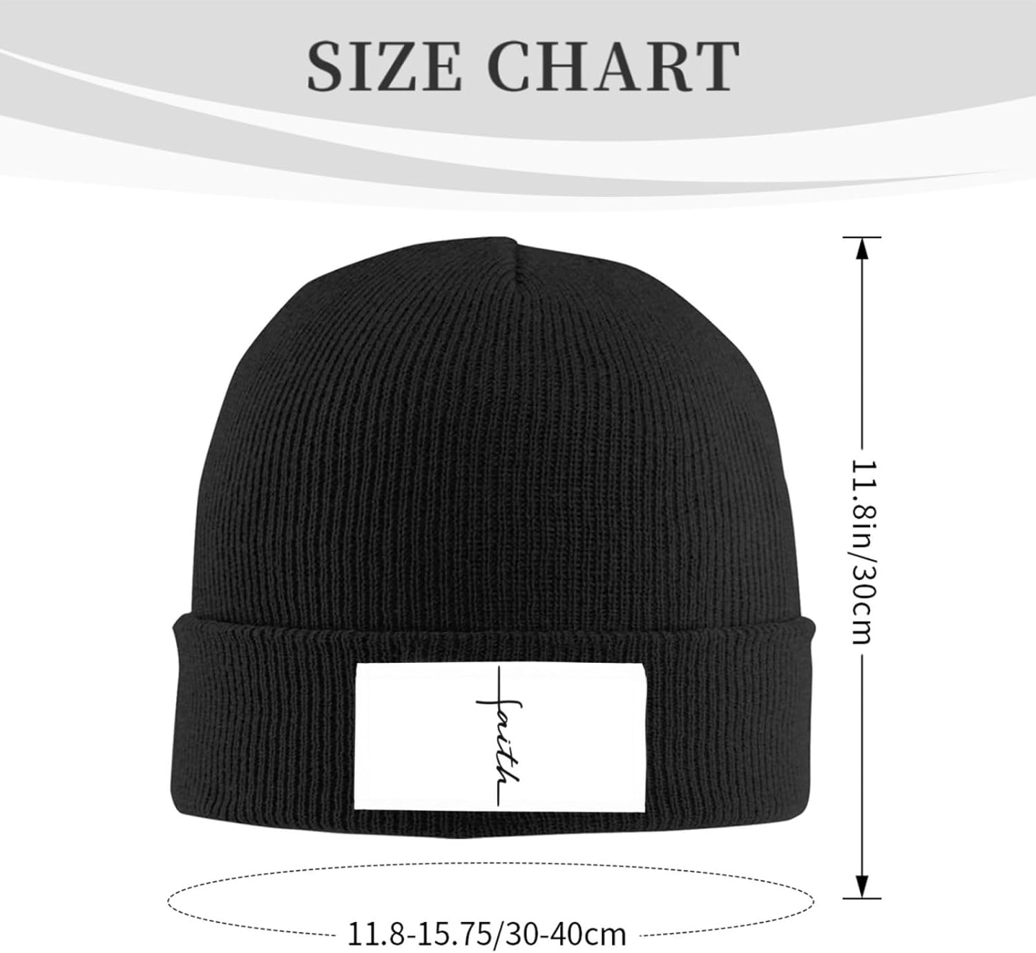 Faith Cross Script Christian Jesus Beanie Women Skull Cap Men Knit Winter Slouchy Knitted Hat Black