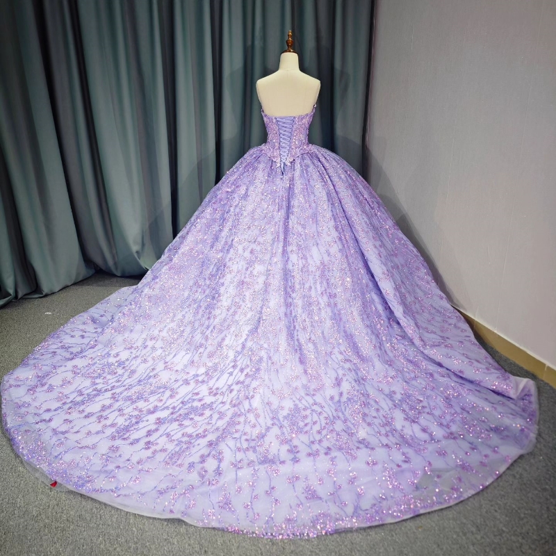 Sparkly Lilac Princess Off Shoulder Quinceanera Dresses Sweetheart Lace Applique Beads Sweet 16 Ball Gown Vestidos De 15 Anos