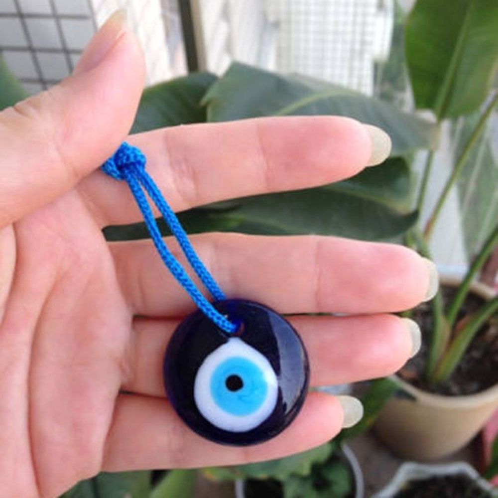 1PC Blue Lampwork Glass Turkish Evil Eye Charm Pendant Car Home Amulet Kabbalah