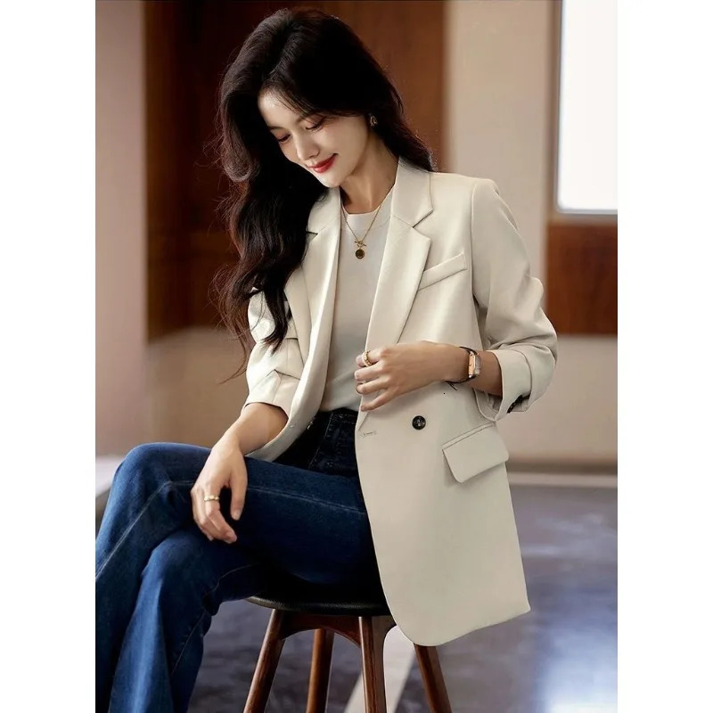 Suit jacket womens clothing jacket spring autumn coat Korean fashion long sleeved custom button solid coat 241111