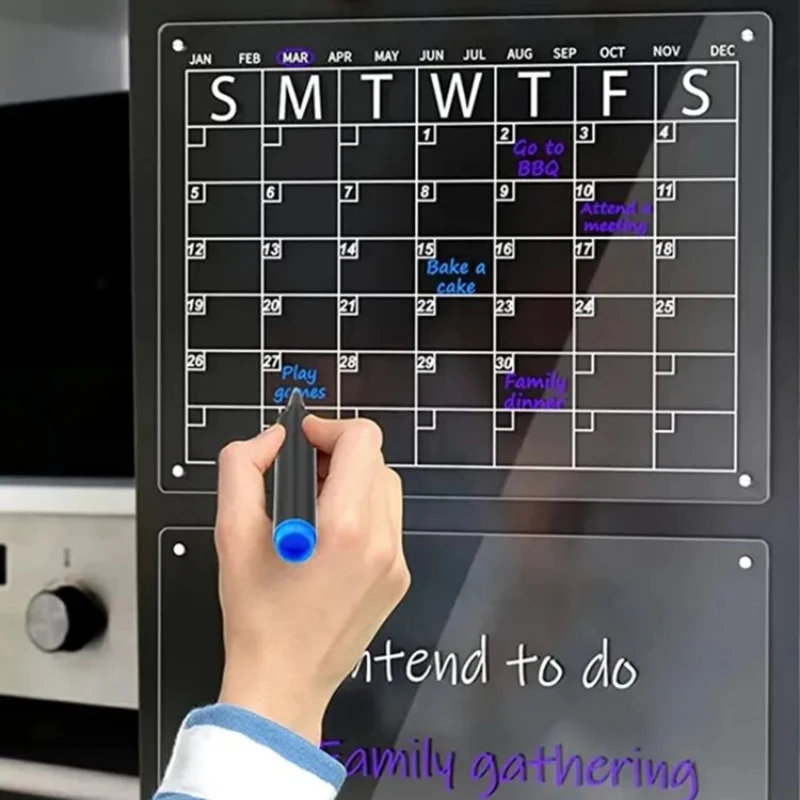 Reusable Magnetic Fridge Sticker Calendar Board Planner new Magnet 2025 Dry Erase Board Schedule Transparent Acrylic Fridge Message Menu