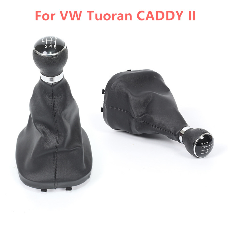 5 6 Speed Gear Shift Knob Boot Cover for VW Tuoran CADDY II 2 2004-2009 TOURAN 2003 -2010