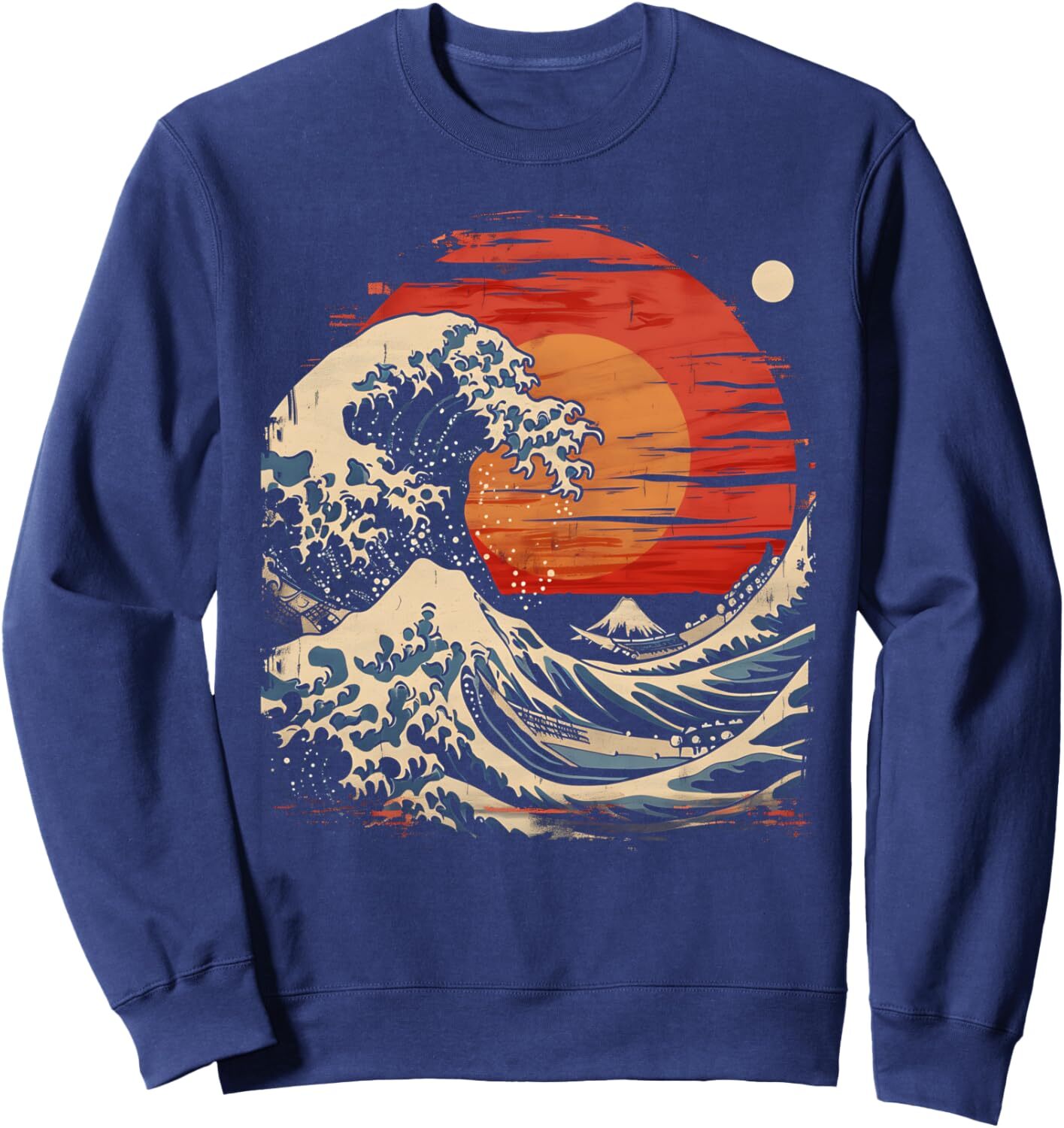 Long Sleeve Shirts for Men sweatshirt Japanese Art Great Wave Sunset Kanagawa Japan Aesthetic Sweatshirt T shirt Tee Streetwear Casual tops clothes