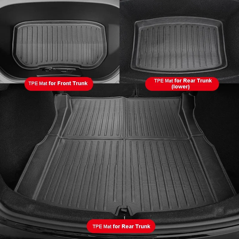 Floor & Trunk For Tesla Model 3 2024 Full TPE 3D Anti-Slip All-Weather Front Rear Lage Mats Car Foot Pads Accessories