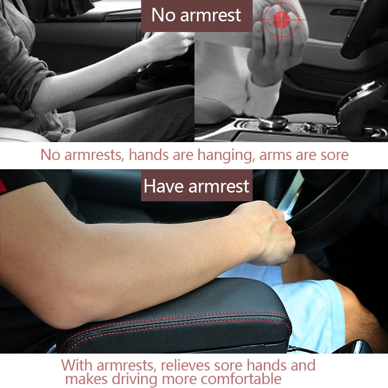 SEAMETAL Car Armrest Box Elbow Rest Pad Arm Rest Extender Universal Console Storage Organizer Adjustable Height Elbow Support