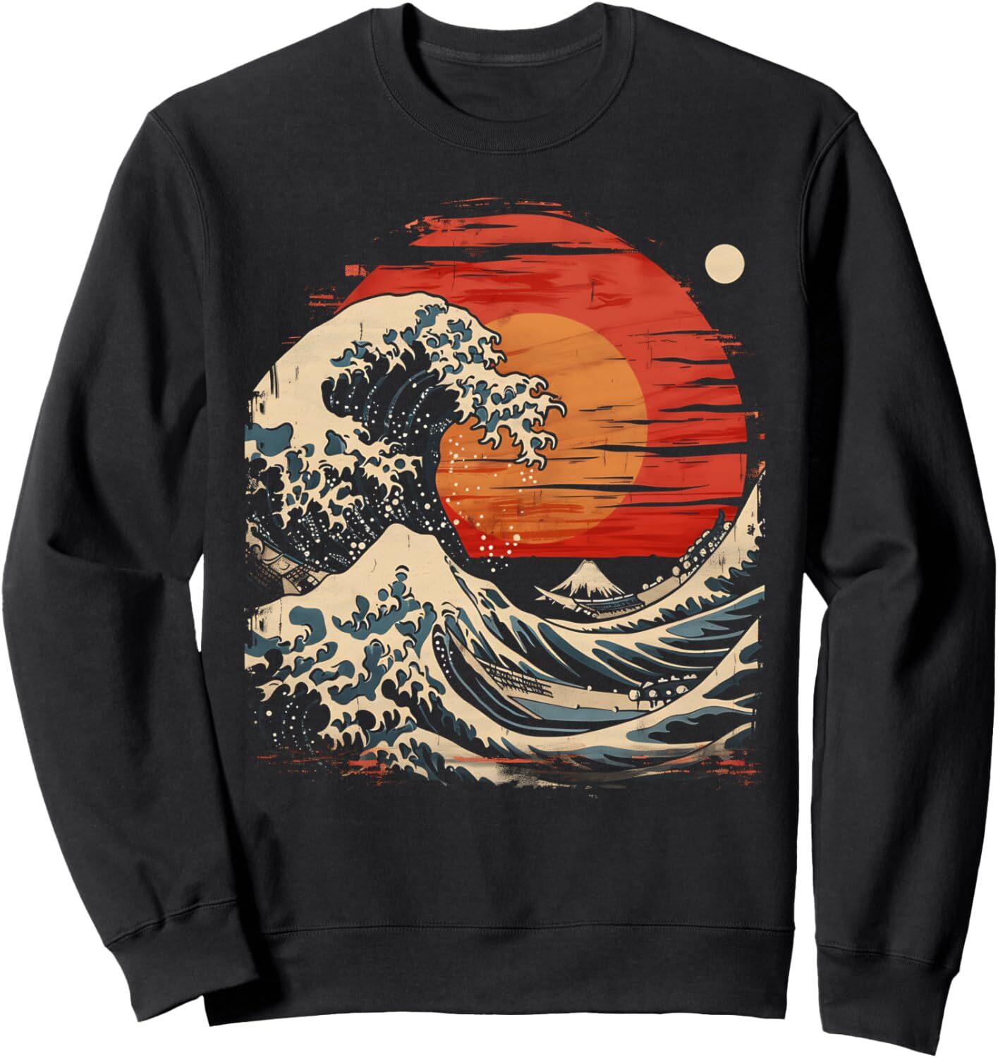 Long Sleeve Shirts for Men sweatshirt Japanese Art Great Wave Sunset Kanagawa Japan Aesthetic Sweatshirt T shirt Tee Streetwear Casual tops clothes