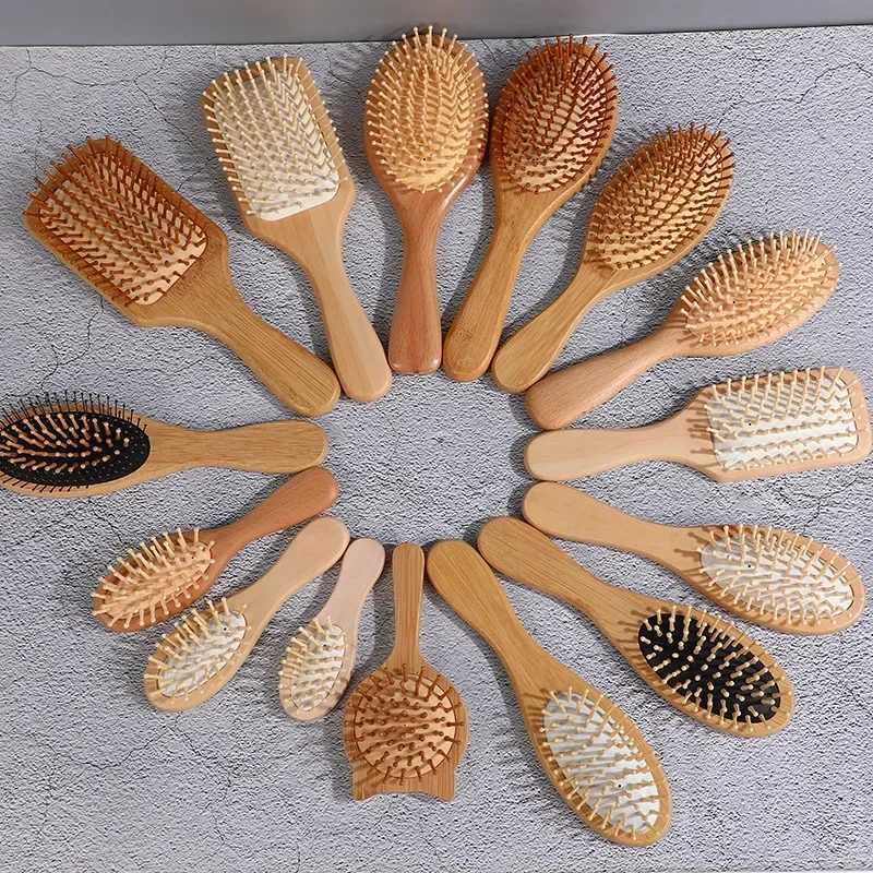 Portable wooden comb professional air cushion hair removal massage brush hair combing scalp care healthy bamboo comb W241112