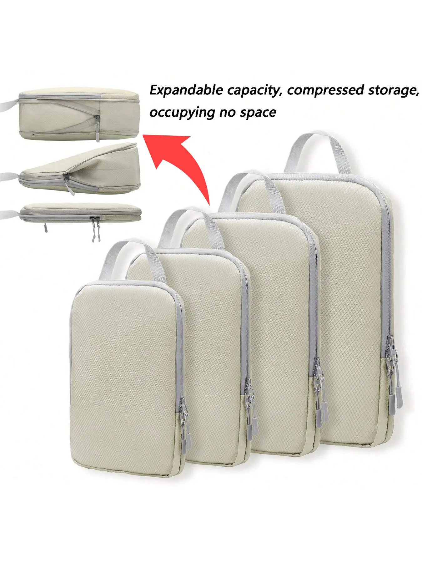 4 pcs/set Compressible Packing Travel Storage Bag Cubes Waterproof Suitcase Nylon Portable With Handbag Luggage Organizer 241111