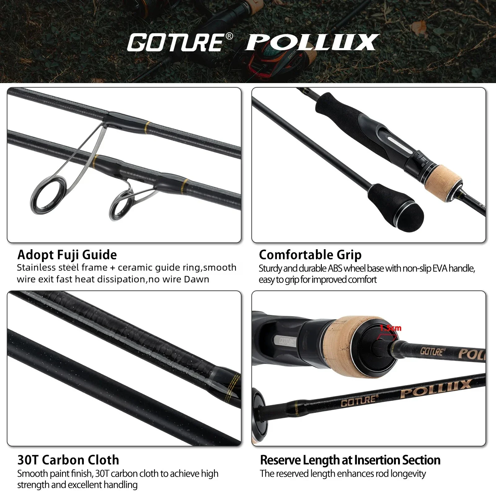 Goture POLLUX Slow Jigging Rod 1.83M/1.98M 6ft/6.6ft Spinning/Baitcasting 30T Fuji Ring Sea Fishing Boat Fishing Rod ML/M/MH