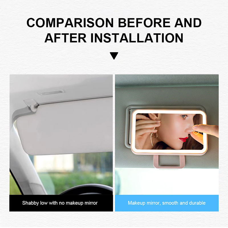 SEAMETAL LED Car Makeup Mirror for Lady Sun Visor Clip Women Make Up Vanity Mirror with Touch Switch Lighting Universal for Car