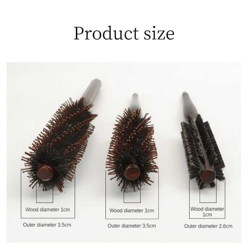 Type 3 anti-static bristle brush with wooden handle small circular brush blow dry styling brush curly hair comb W241112
