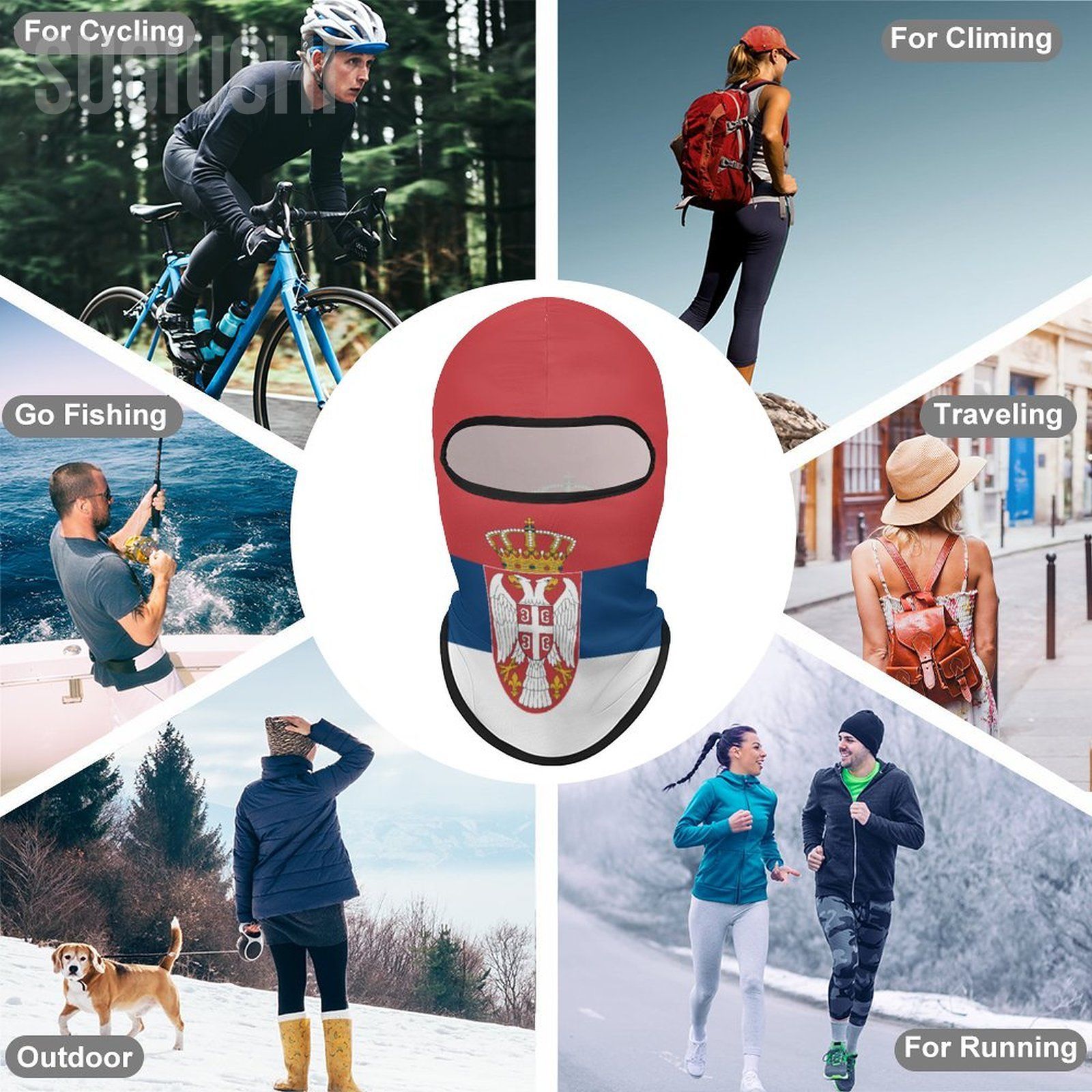 Serbia Flag Outdoor Cool Sunscreen Motorcycle Face Moto Biker Wind Cap Mask Stopper Windproof Bicycle Cycling Headgear