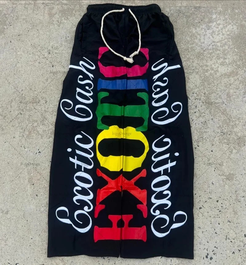 Punk Style Letter Print Loose Casual Pants Harajuku Retro Colorful Oversized Sweatpants Hiphop Trend Streetwear Men Joggers 241112