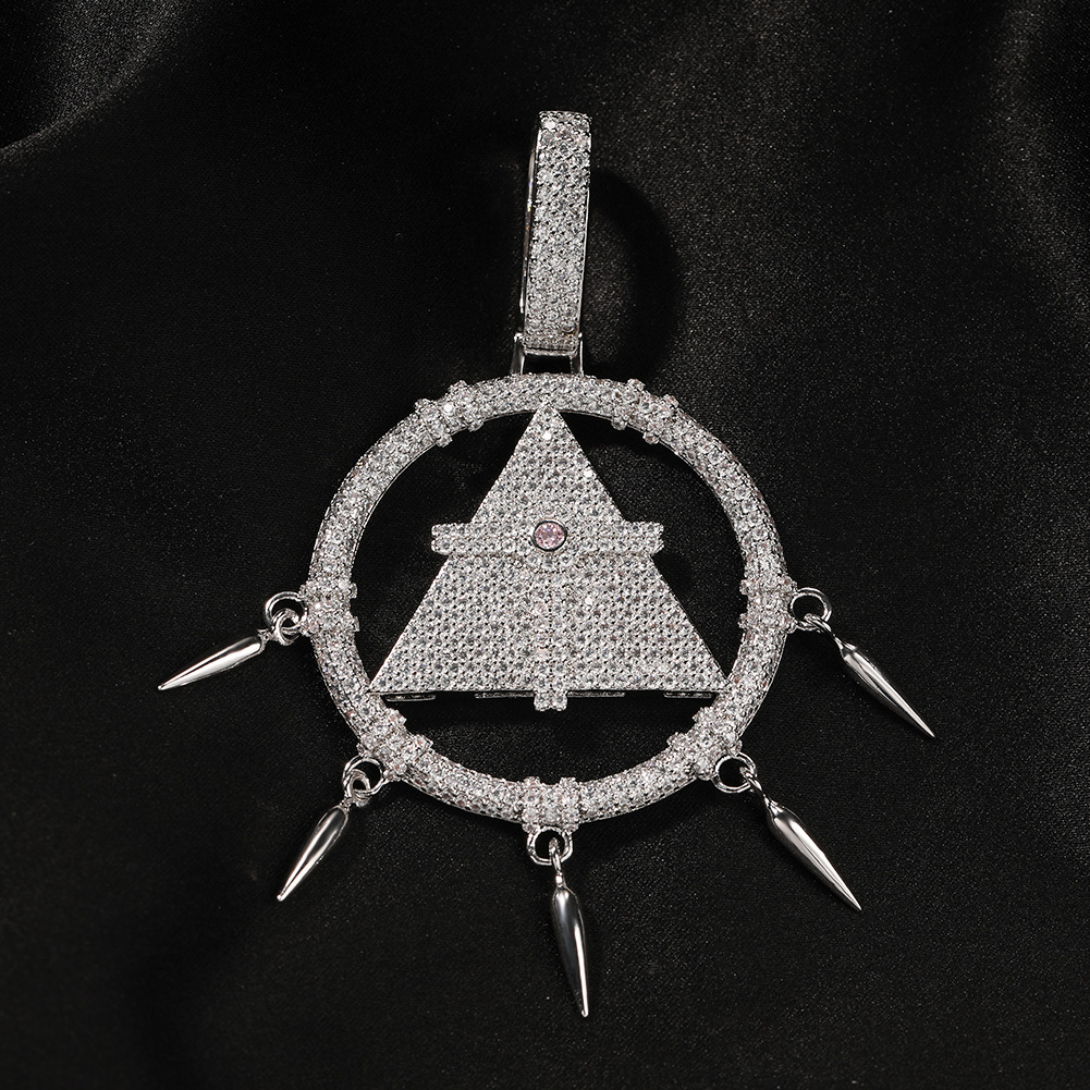 Hip Hop Geometric Pendant Necklace TopBling Zircon Real White Gold Plated Jewelry