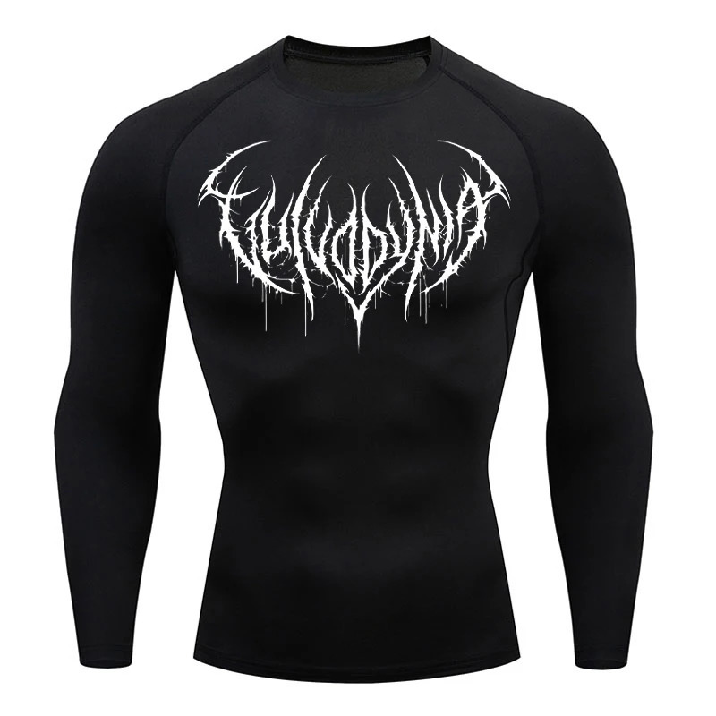 Compression shirt mens fitness gym Y2K skeleton sports running T-shirt Rashgard top three-way quick drying long sleeved mens T-shirt 241112
