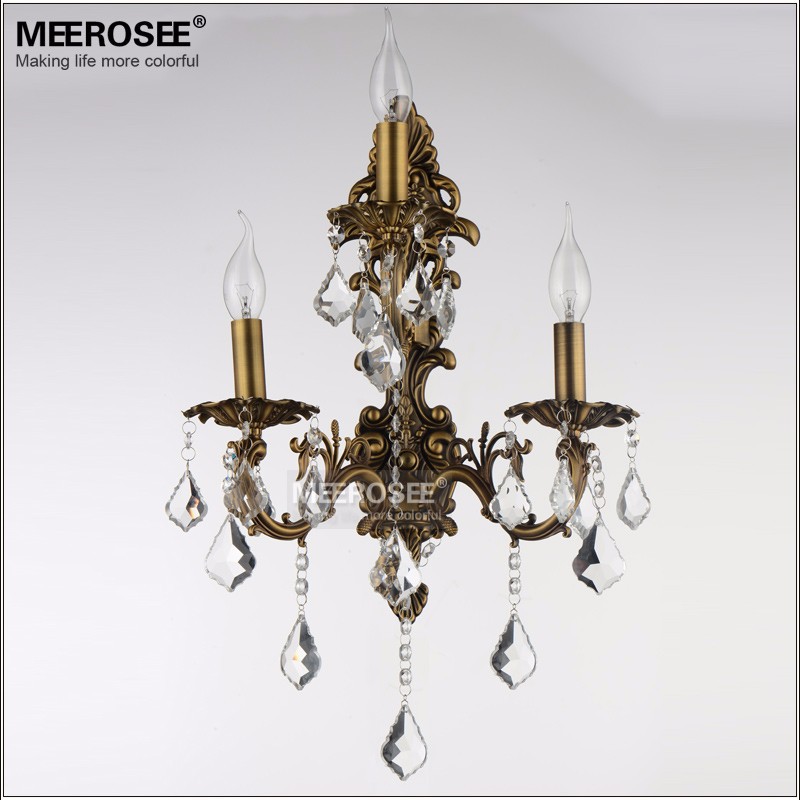 Modern Crystal Wall Light 1/2/3/ Arms Bronze Color Zinc Alloy Crystals Sconces Lamps Lustres Wall Brackets Home Lighting for Bedroom Living Room Dinin