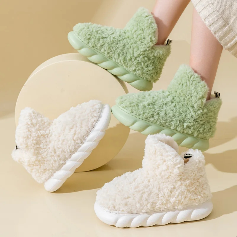 Cotton slippers for womens autumn and winter home use indoor plush bags with warm heels for external wear 241112