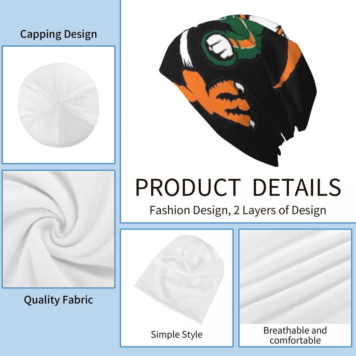 Miami Hurricanes Sticker Knit Trucker Hat Golf Sunscreen Sun Hats For Women Men's