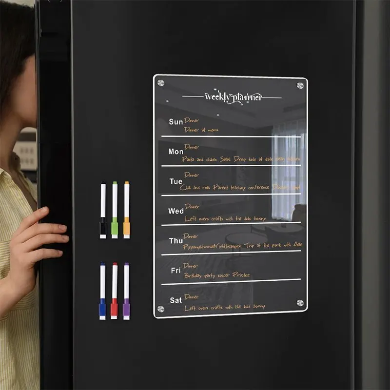 Reusable Magnetic Fridge Sticker Calendar Board Planner new Magnet 2025 Dry Erase Board Schedule Transparent Acrylic Fridge Message Menu