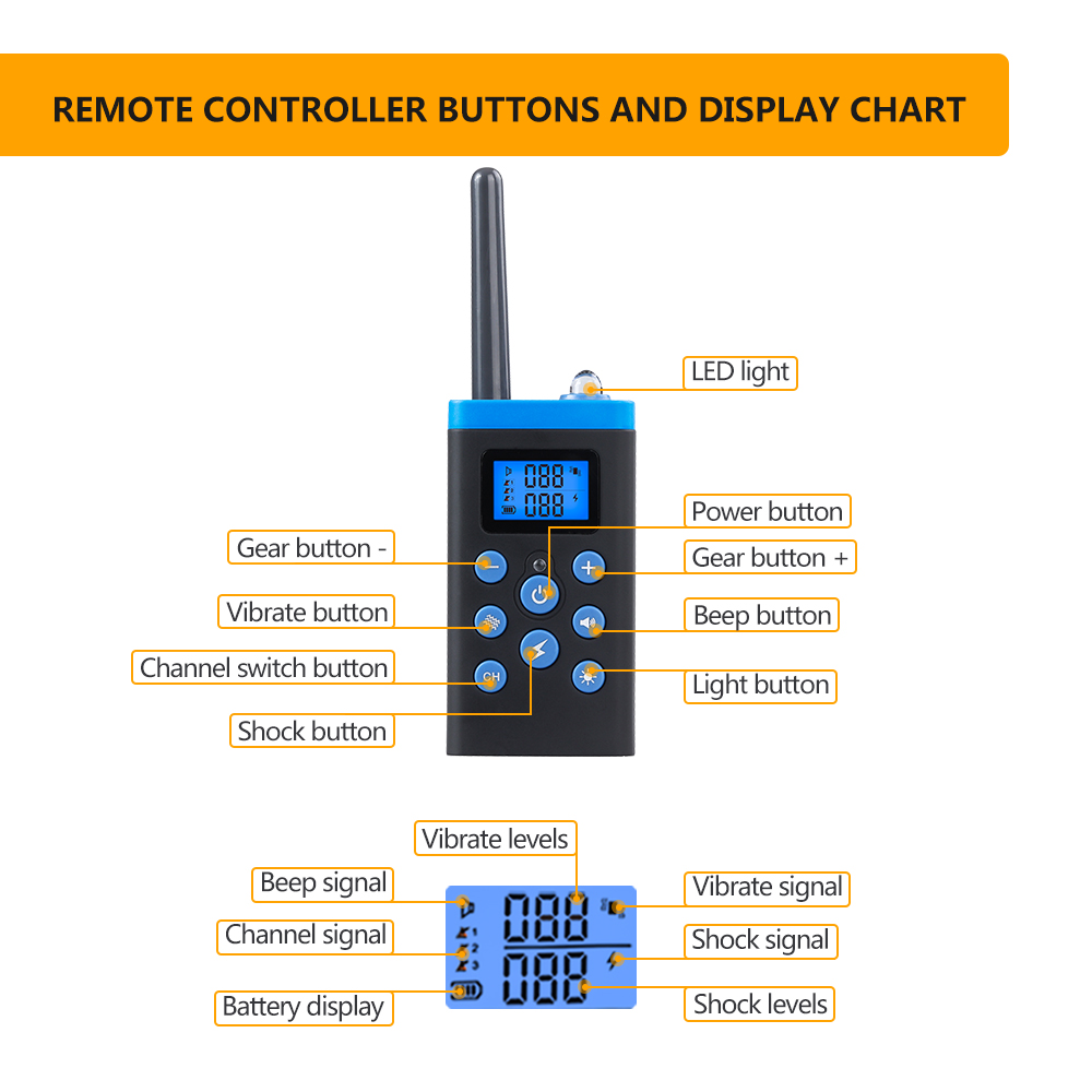 Small size Electric Anti Barking Dog Collar Beep Safe Shock with remote 2in1 Barking Control Anti Bark Collar