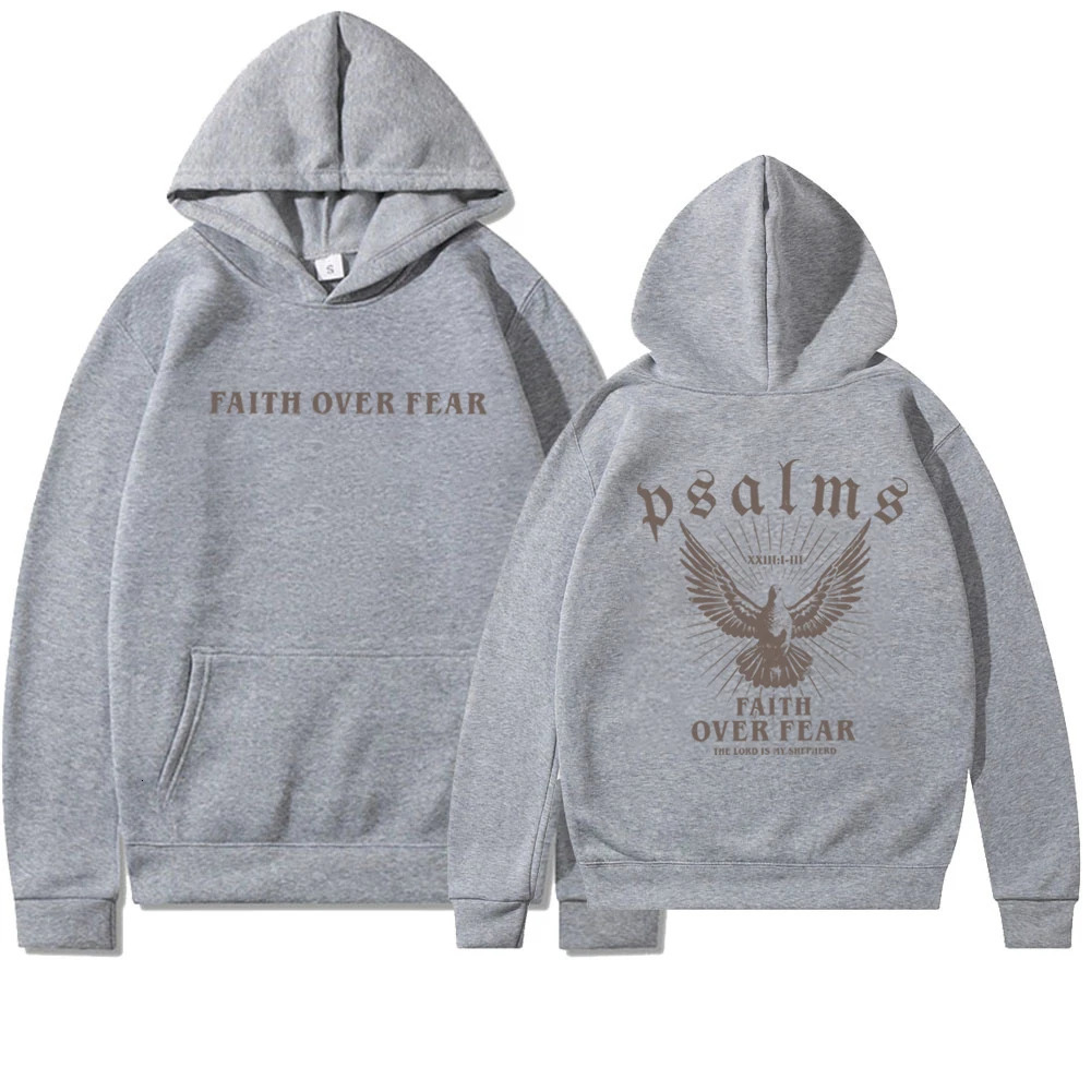Faith Over Fear Hoodie Bible Verse Shirt Christian Clothes Merch Jesus Is King Motivational Sweater Religious Hoodies 241112