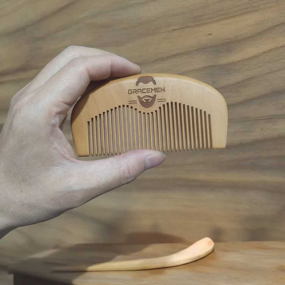 Gracemen 00% wood grain comb pocket small anti-static peach wood grain comb premium gift for men and women W241112