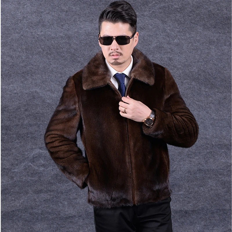 fur coat for autumn and winter mint mens long hat coat large fur coat mens jacket 241112