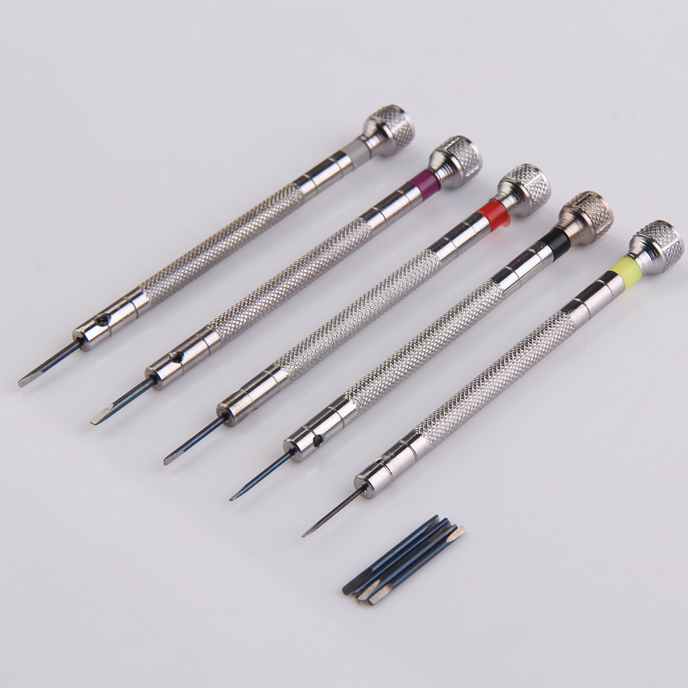 Silver Clock Watch Tools Parts Mini 5 PCS Tone Screwdriver Set for Watch Repair Tool Kit Band Link Pin Remover Screwdrivers