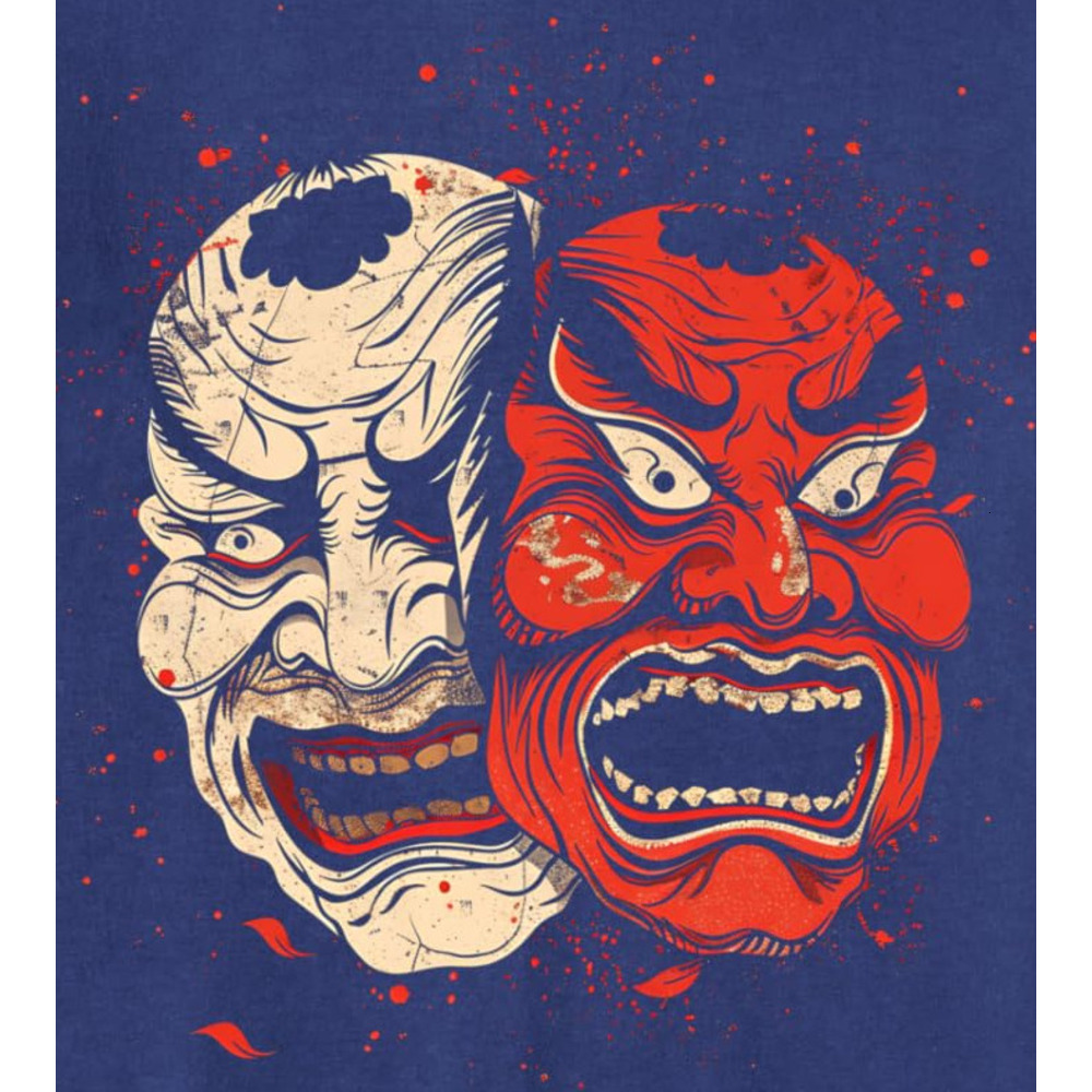 Long Sleeve Shirts for Men sweatshirt Japanese Kabuki Theater Drama Masks Japan Cool Japanophile Sweatshirt T shirt Tee Streetwear Casual tops clothes