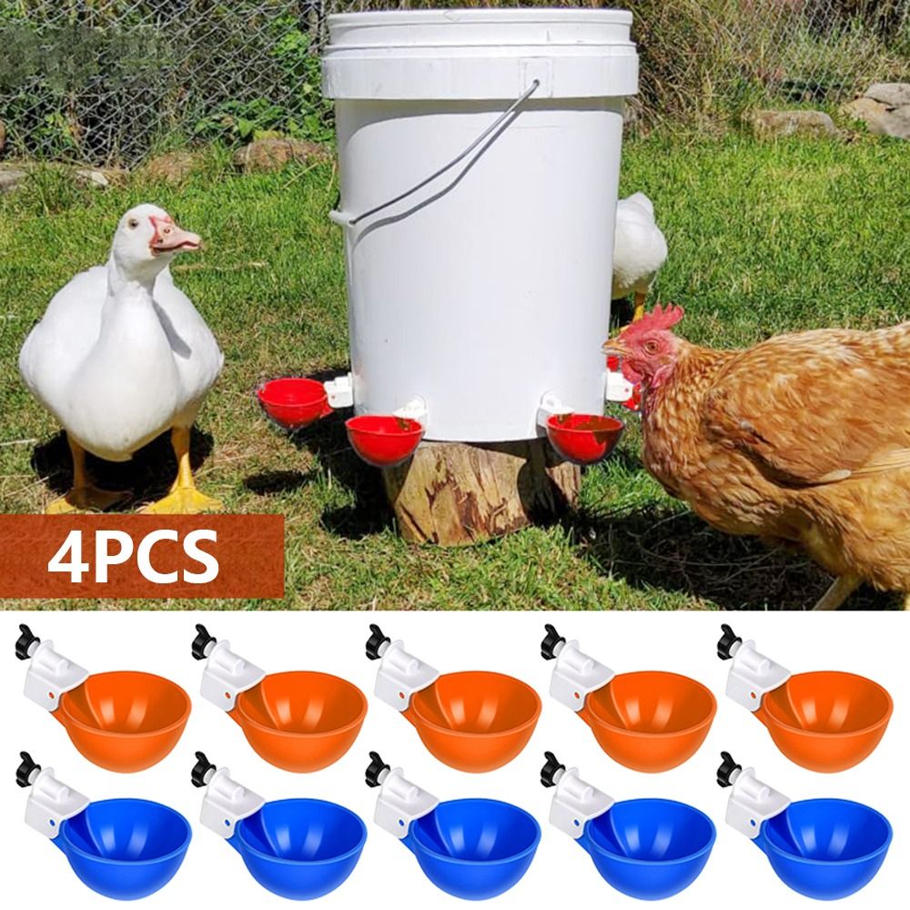 4PCS Poultry Kit Automatic Chicken Water Feeder Automatic Drinking Bowl Drinking Cups Chicken Waterer for Chicks Duck Goose