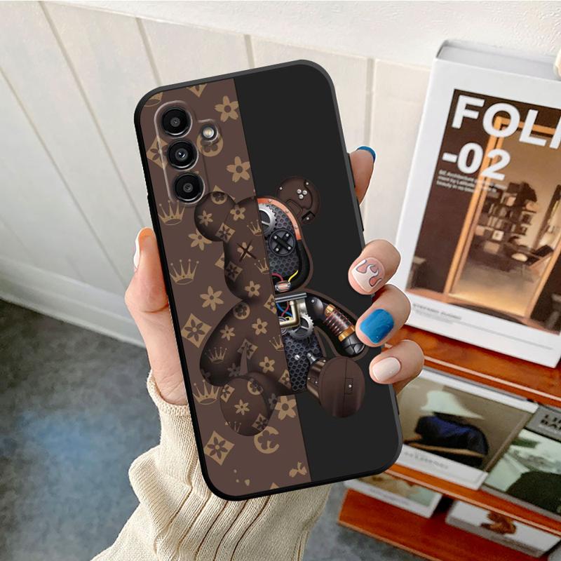 Case For Samsung Galaxy A52 A53 A12 A13 A54 A32 A51 A71 A23 A33 A21s A13 5G A22 A50 Black TPU Phone Case Robot Bear