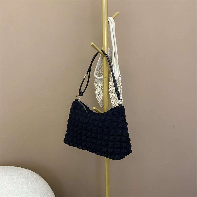 100% Polyester Solid Plaid One-shoulder Women's Bag Handbag